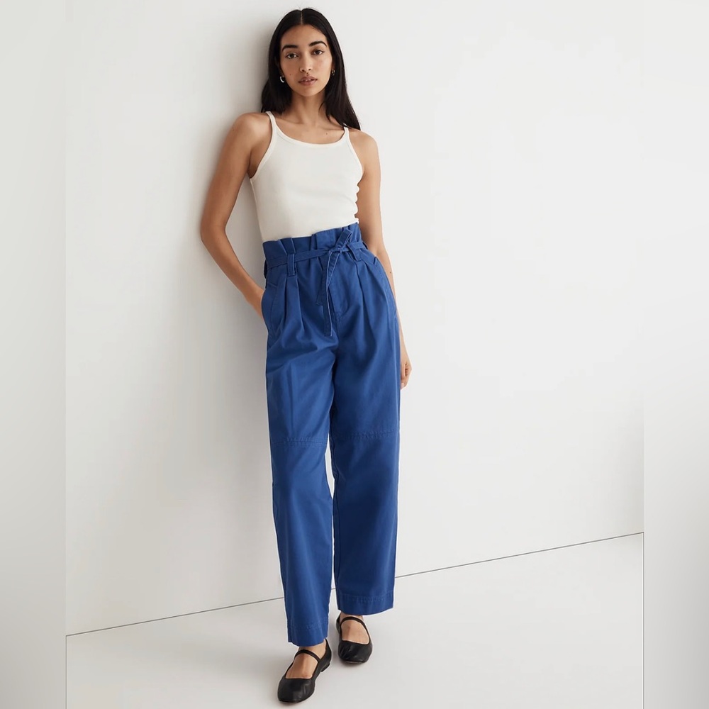 NWT Madewell Paperbag Trench Trousers in Bluestone, Sz. 4